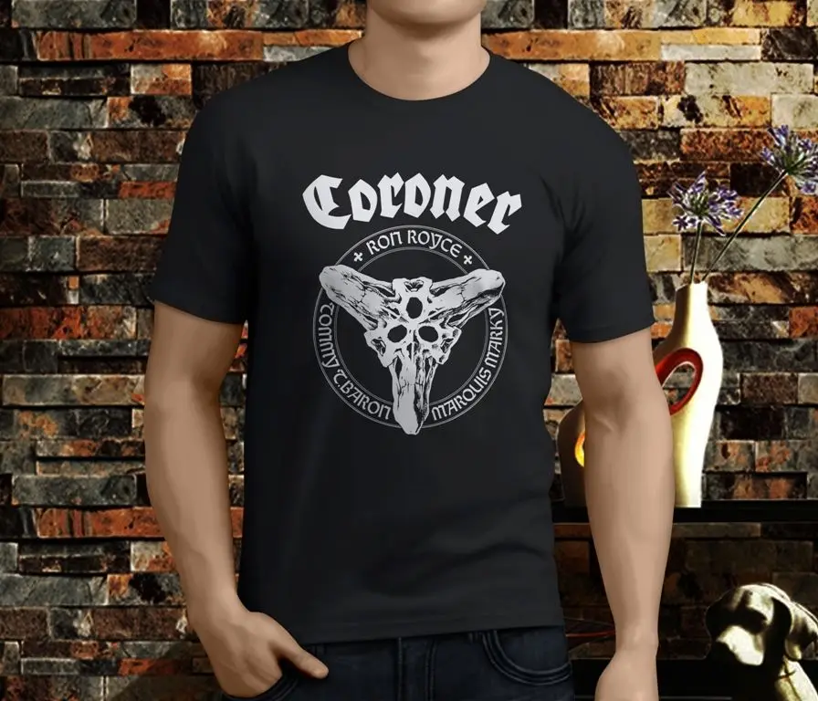 Новые популярные коронер Death Metal рок-группа Для мужчин черный футболка S-2XL Ирвинг