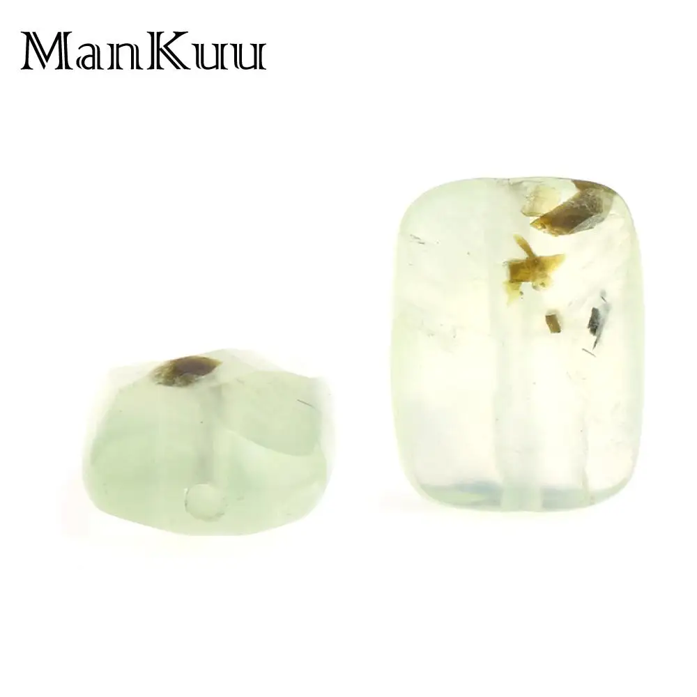 

ManKuu 10*14mm Rectangle Natural Grape Stone AA Grade Prehnites Pale Green Clear Natural Stone Beads For Jewelry Making 5pcs/Lot