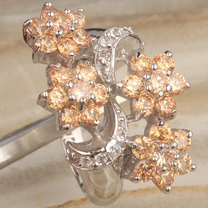 Terrific Orange Champagne Morganite Zircon Gems Silver Plated Argent Jewelry Ring Size 6 / 7 / 8 / 9 S0934
Terrific Orange Champagne Morganite Zircon Gems Silver Plated Argent Jewelry Ring Size 6 / 7 / 8 / 9 S0934