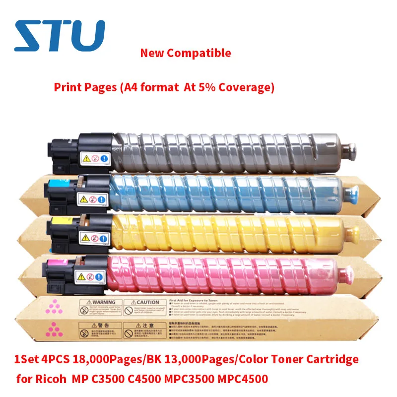 1Set 4PCS 18,000Pages/BK 13,000Pages/Color (A4 format At 5% Coverage) Toner Cartridge for Ricoh MP C3500 C4500 MPC3500 MPC4500
1Set 4PCS 18,000Pages/BK 13,000Pages/Color (A4 format At 5% Coverage) Toner Cartridge for Ricoh MP C3500 C4500 MPC3500 MPC4500