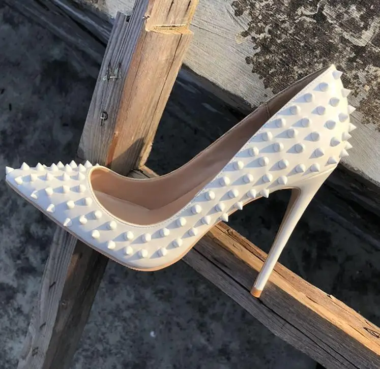 Sexy White Rivets High Heels Pumps 12cm Pointed Toe Customized Stiletto Heels Pumps Women Shoes Studded Heels Wedding Dress Shoe
Sexy White Rivets High Heels Pumps 12cm Pointed Toe Customized Stiletto Heels Pumps Women Shoes Studded Heels Wedding Dress Shoe