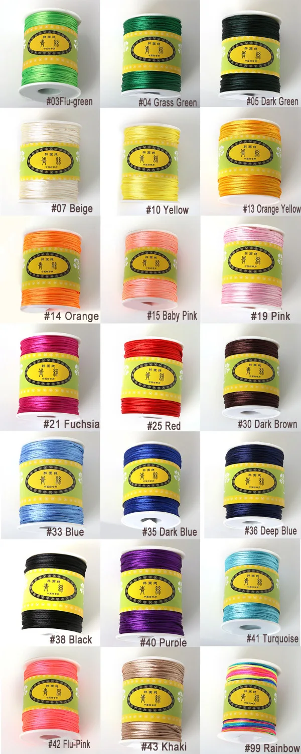 70M/Roll Soft Satin Rattail Silk Macrame Cord Nylon Kumihimo For Diy Bracelet Necklace Jewelry Findings Accessorie
70M/Roll Soft Satin Rattail Silk Macrame Cord Nylon Kumihimo For Diy Bracelet Necklace Jewelry Findings Accessorie