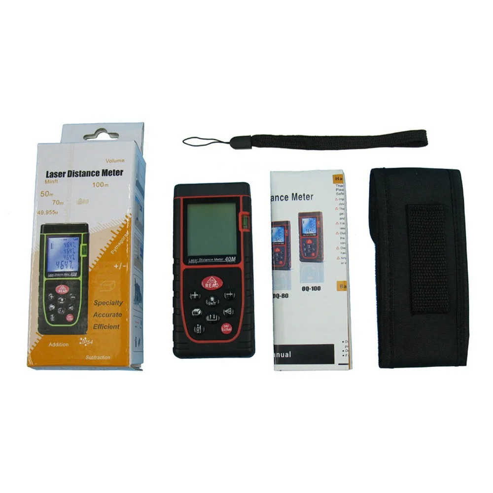 Laser Distance Meter Laser Digital Rangefinder Meter Range Finder Laser Tape Measure Build Device Toulette Ruler 40/60/80/100M
Laser Distance Meter Laser Digital Rangefinder Meter Range Finder Laser Tape Measure Build Device Toulette Ruler 40/60/80/100M