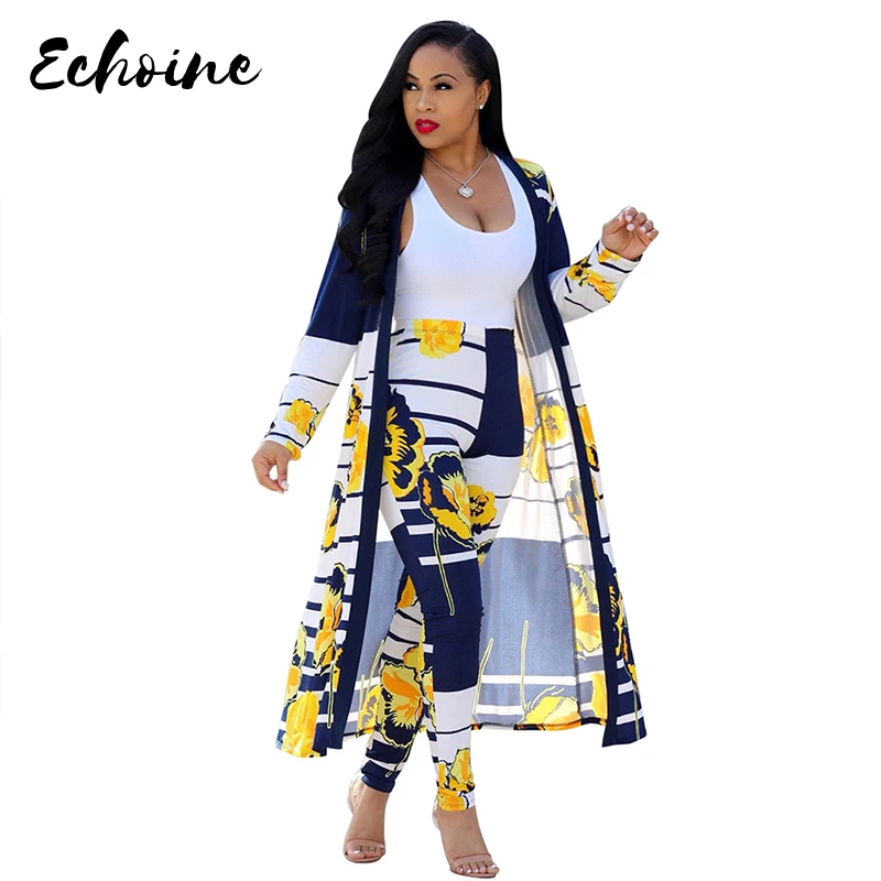 Echoine Autumn Spring Long Sleeve Floral Print Cardigan Trench+Long Skinny Pants 2 Pieces Set Women Casual combinaison femme
Echoine Autumn Spring Long Sleeve Floral Print Cardigan Trench+Long Skinny Pants 2 Pieces Set Women Casual combinaison femme