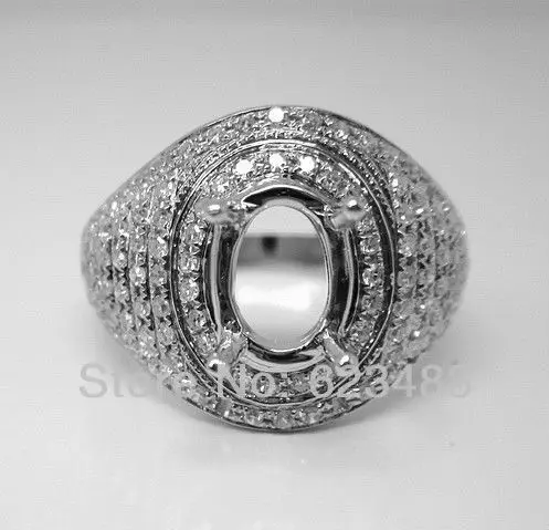 

Oval cut 8x10mm 100% 14kt Solid White Gold Natural Diamond Semi-Mount Ring