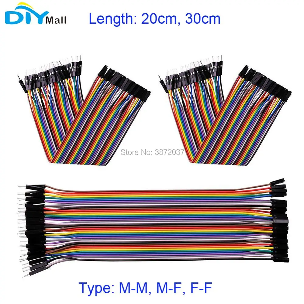 40Pin 2.54mm 20cm 30cm Breadboard Jumper Wire Dupont Cable Male to Male M-M Male to Female M-F Female to Female F-F for Arduino
40Pin 2.54mm 20cm 30cm Breadboard Jumper Wire Dupont Cable Male to Male M-M Male to Female M-F Female to Female F-F for Arduino