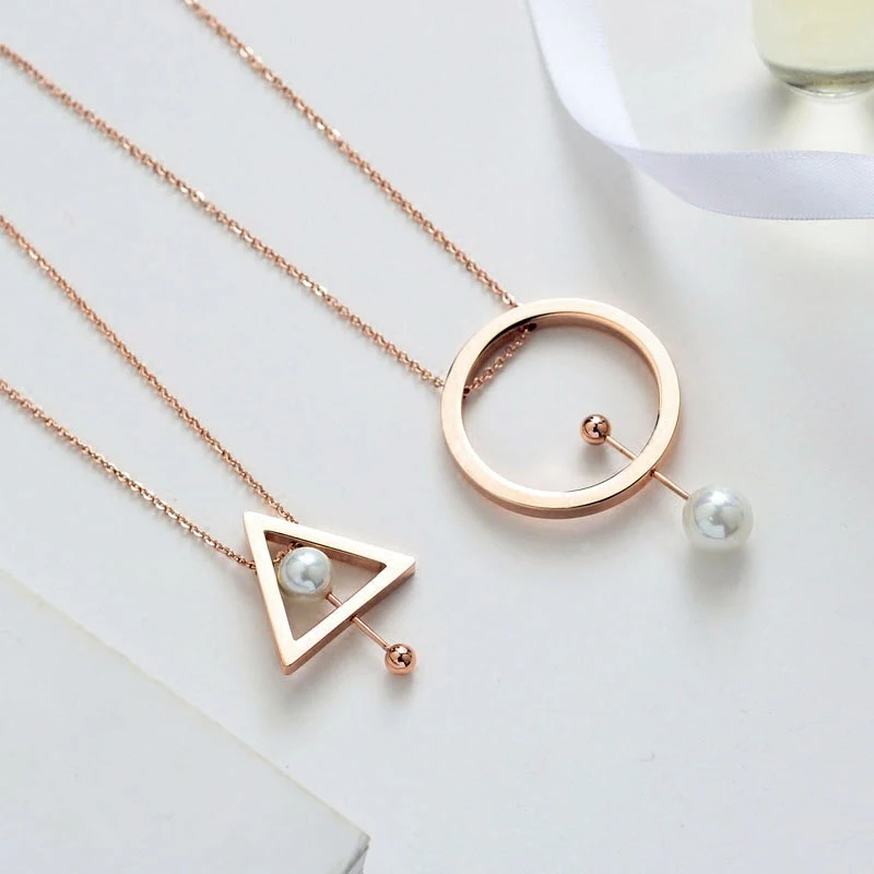 YUNRUO 316L Titanium Steel Elegant Girl Round Triangle Pearl Long Necklace Rose Gold Color Woman Fashion Jewelry Gift Not Fade
YUNRUO 316L Titanium Steel Elegant Girl Round Triangle Pearl Long Necklace Rose Gold Color Woman Fashion Jewelry Gift Not Fade