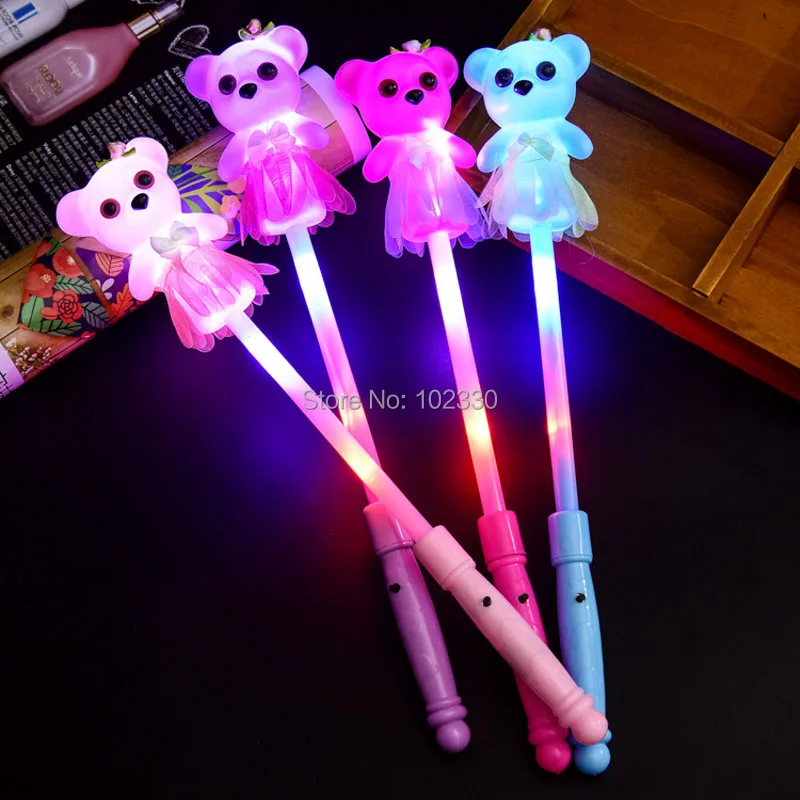 100 шт. милые маленькие медведи Светящиеся СВЕТОДИОДНЫЕ Палочки Rally Rave Cheer Batons Party