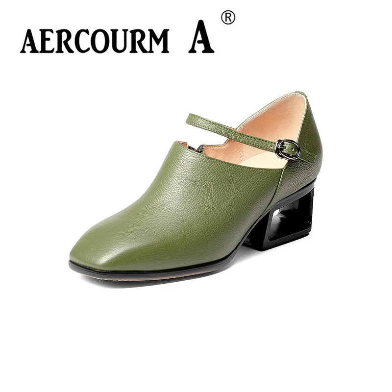 Осенние новые женские туфли Aercourm A 2017 из натуральной кожи на высоком каблуке