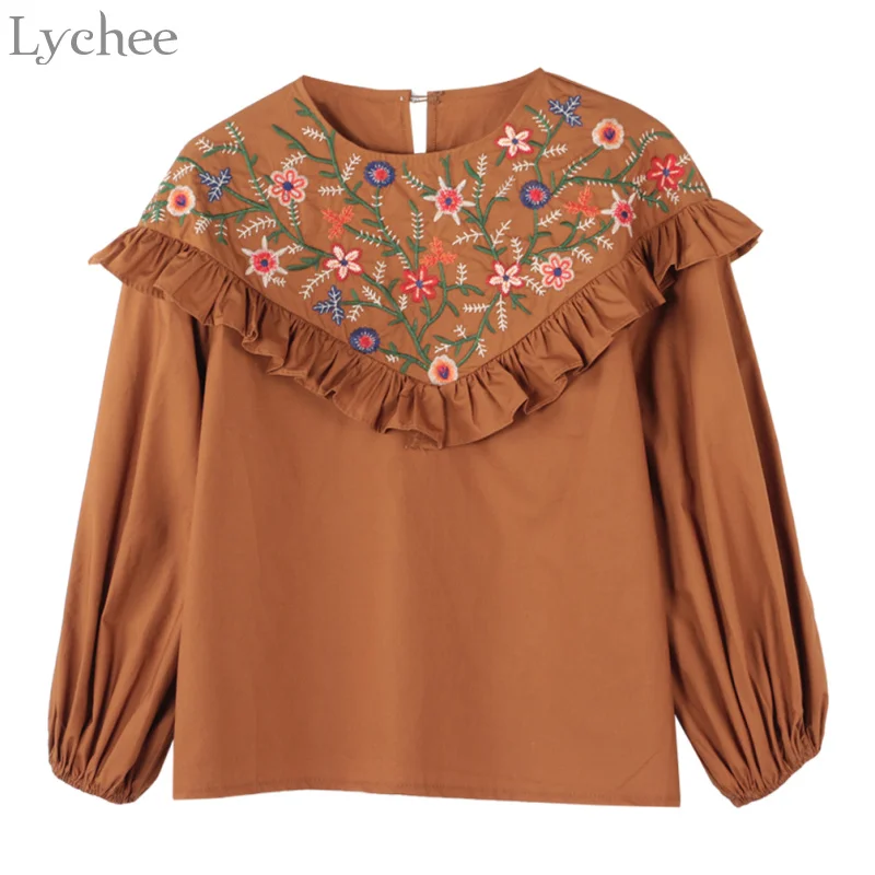 Lychee; Сезон весна-осень; Женская блузка с цветочной вышивкой платье с пышными рукавами и рюшами; Повседневная Свободная рубашка Топы для женщ...
Lychee; Сезон весна-осень; Женская блузка с цветочной вышивкой платье с пышными рукавами и рюшами; Повседневная Свободная рубашка Топы для женщ...