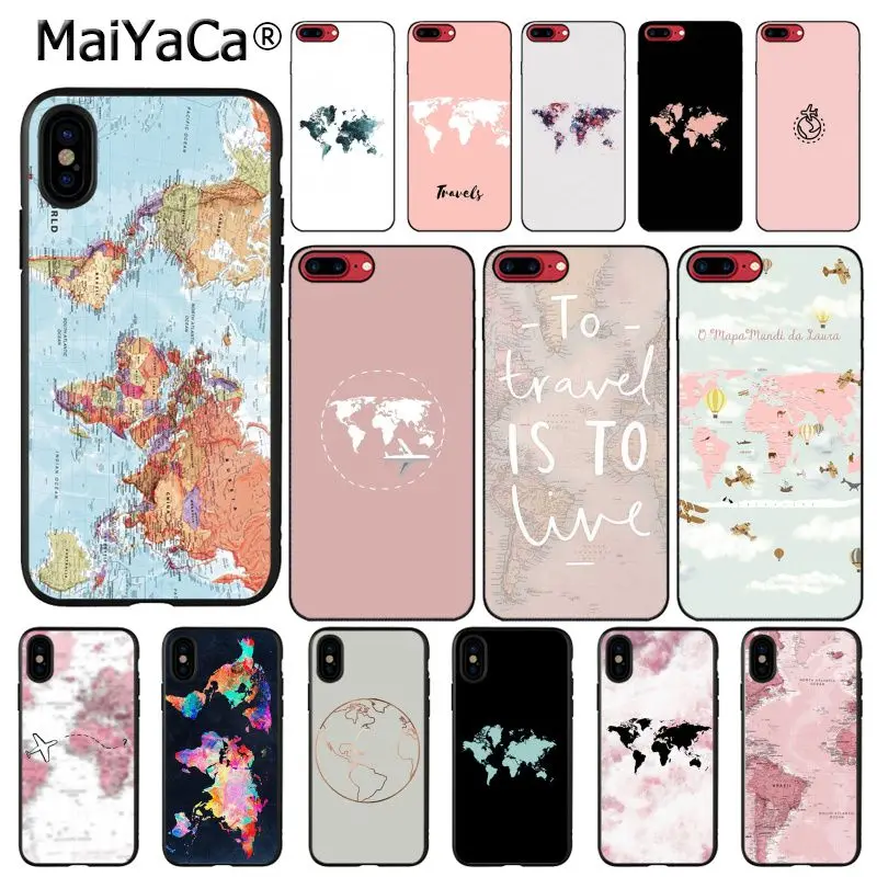 Чехол для телефона с картой мира iphone 11 12 Pro 11Pro Max X XS MAX 6 6s 7 7plus 8 8Plus 5 5S SE XR|Бамперы| |