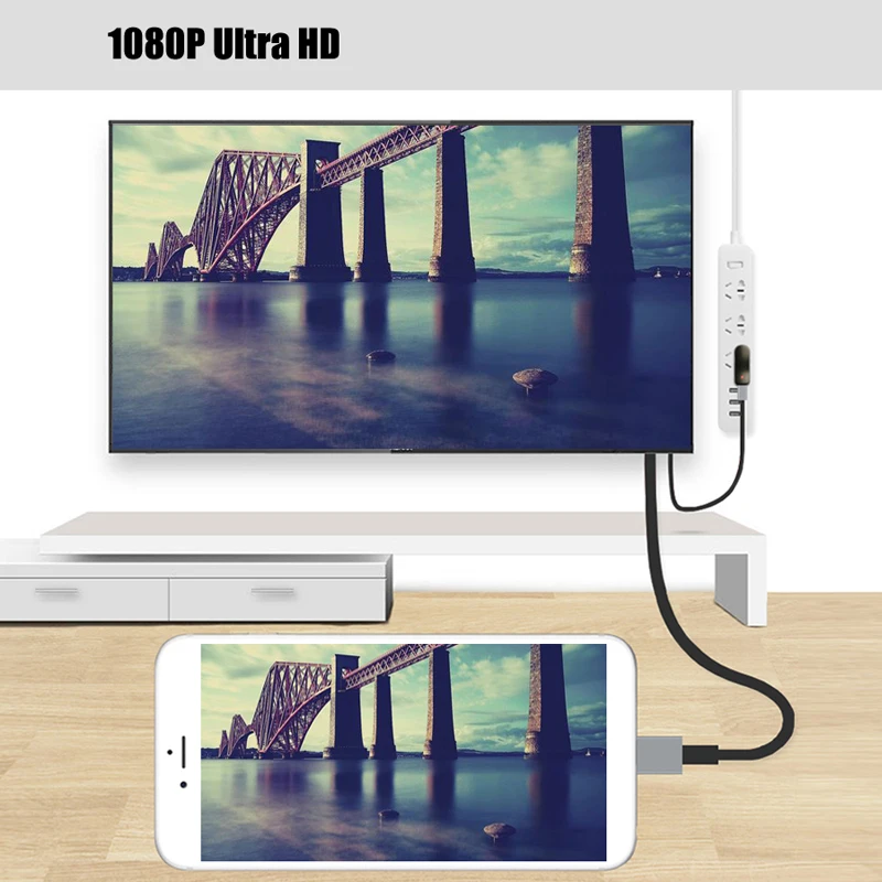 Конвертер USB в HDMI для зеркального кабеля Lightning/HDMI адаптер Apple iPhone X 8 7 6S iPad TV