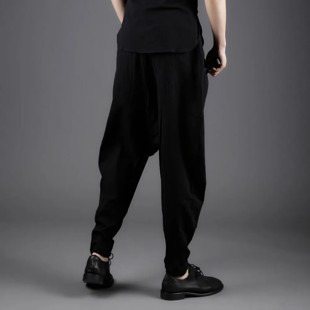2019 new men's retro Chinese style loose thin section harem pants tide casual feet |
