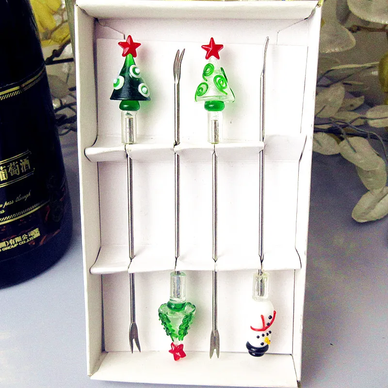 Custom handmade murano glass christmas tree accessories fruit fork set tableware stainless steel Cocktail Cake dessert sticks
Custom handmade murano glass christmas tree accessories fruit fork set tableware stainless steel Cocktail Cake dessert sticks