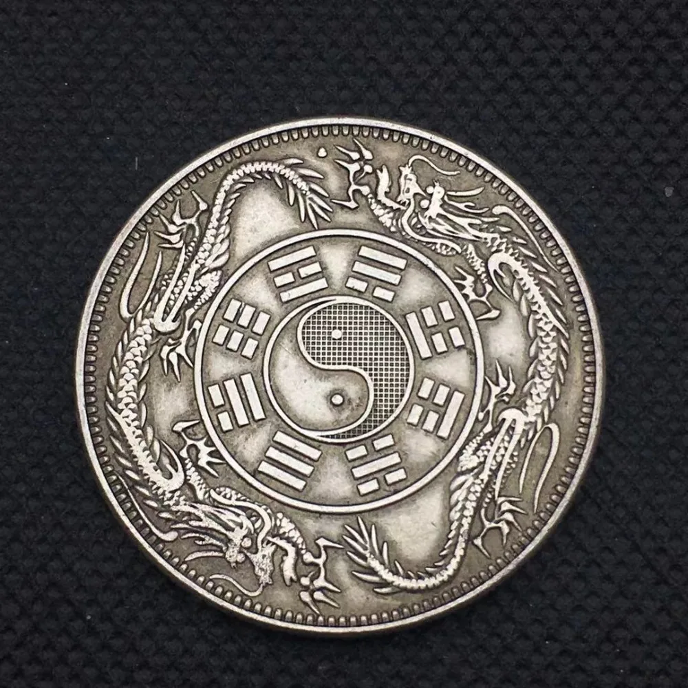 Chinese Foreign Tongbao Double Dragons Taiji baguas Sign Silver Brass Coin Feng shui Replica Lucky Coins for Fortune Collectible
Chinese Foreign Tongbao Double Dragons Taiji baguas Sign Silver Brass Coin Feng shui Replica Lucky Coins for Fortune Collectible