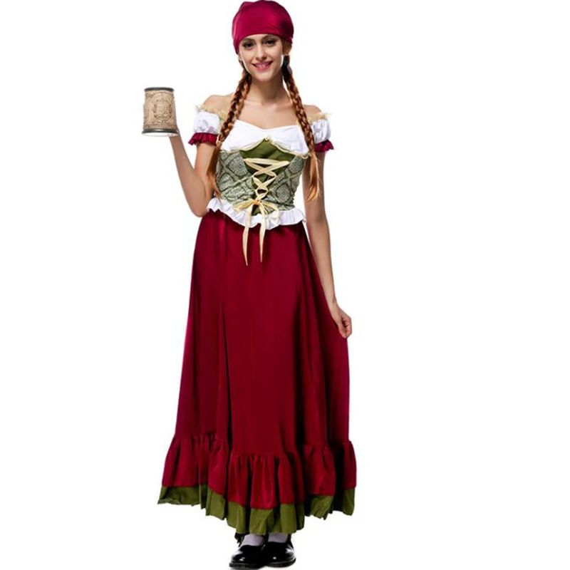 Bavarian Traditional National Costume Lady Oktoberfest Beer Maid Costume Long Skirt With Headpiece Halloween Costume Women
Bavarian Traditional National Costume Lady Oktoberfest Beer Maid Costume Long Skirt With Headpiece Halloween Costume Women