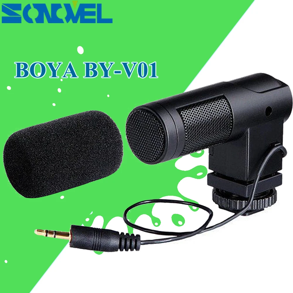 

BOYA BY-V01 Condenser DSLR Camera Stereo Microphone for Canon 800D 760D 750D 80D 77D 7D 6D 70D 60D 5Ds 200D 650D With Windshield