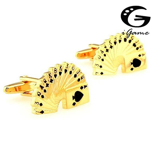 iGame Factory Price Retail Men's Cuff Links Copper Material Golden Playing Cards Design Enamel Free Shipping
iGame Factory Price Retail Men's Cuff Links Copper Material Golden Playing Cards Design Enamel Free Shipping