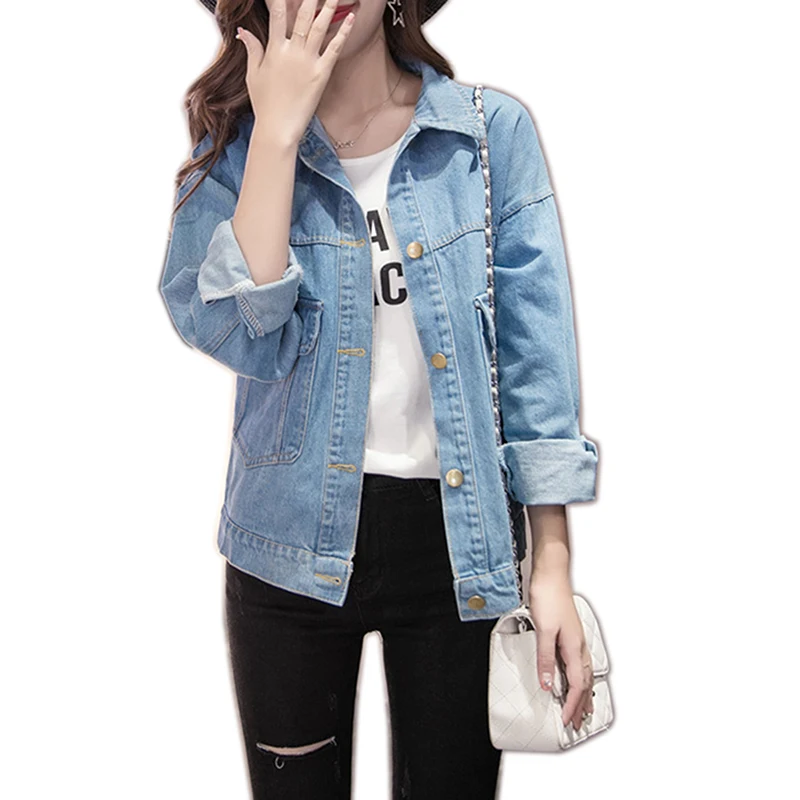 Spring and autumn Turn Down Collar Slim Jeans Women Tops Long Sleeve Ladies Washed Denim Jacket Women Coat Outerwear Feminina
Spring and autumn Turn Down Collar Slim Jeans Women Tops Long Sleeve Ladies Washed Denim Jacket Women Coat Outerwear Feminina