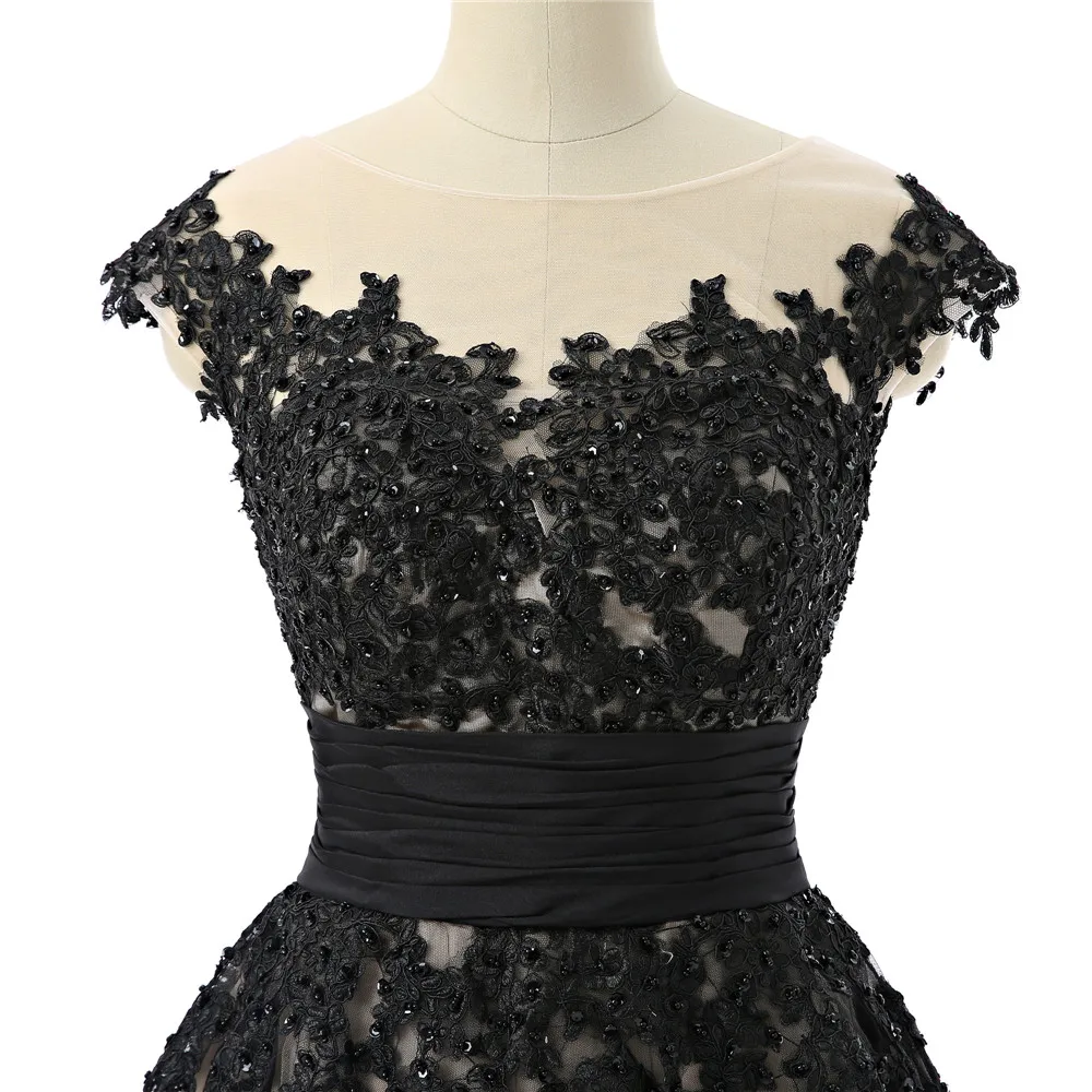 Black Prom Dresses A-line Cap Sleeves Tea Length Tulle Lace Beaded Women Long Prom Gown Evening Dresses Robe De Soiree
Black Prom Dresses A-line Cap Sleeves Tea Length Tulle Lace Beaded Women Long Prom Gown Evening Dresses Robe De Soiree