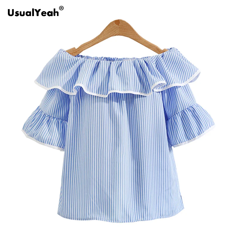 New Fashion Summer Off the Shoulder Plus Size Blouse Sexy Slash Neck Striped Tops Femininas Blue White XL - 4XL 5XL
New Fashion Summer Off the Shoulder Plus Size Blouse Sexy Slash Neck Striped Tops Femininas Blue White XL - 4XL 5XL