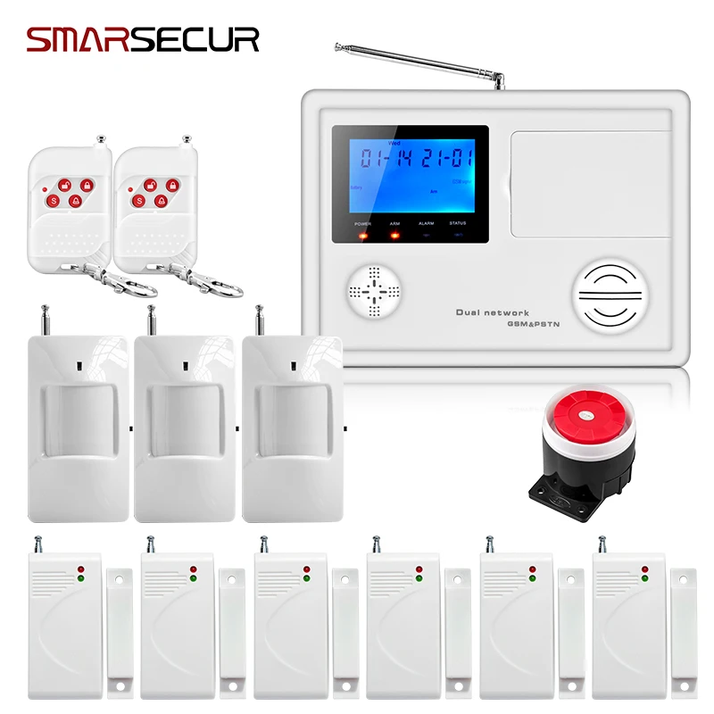 Система охранной сигнализации Smarsecur ЖК дисплей беспроводная Проводная GSM PSTN с