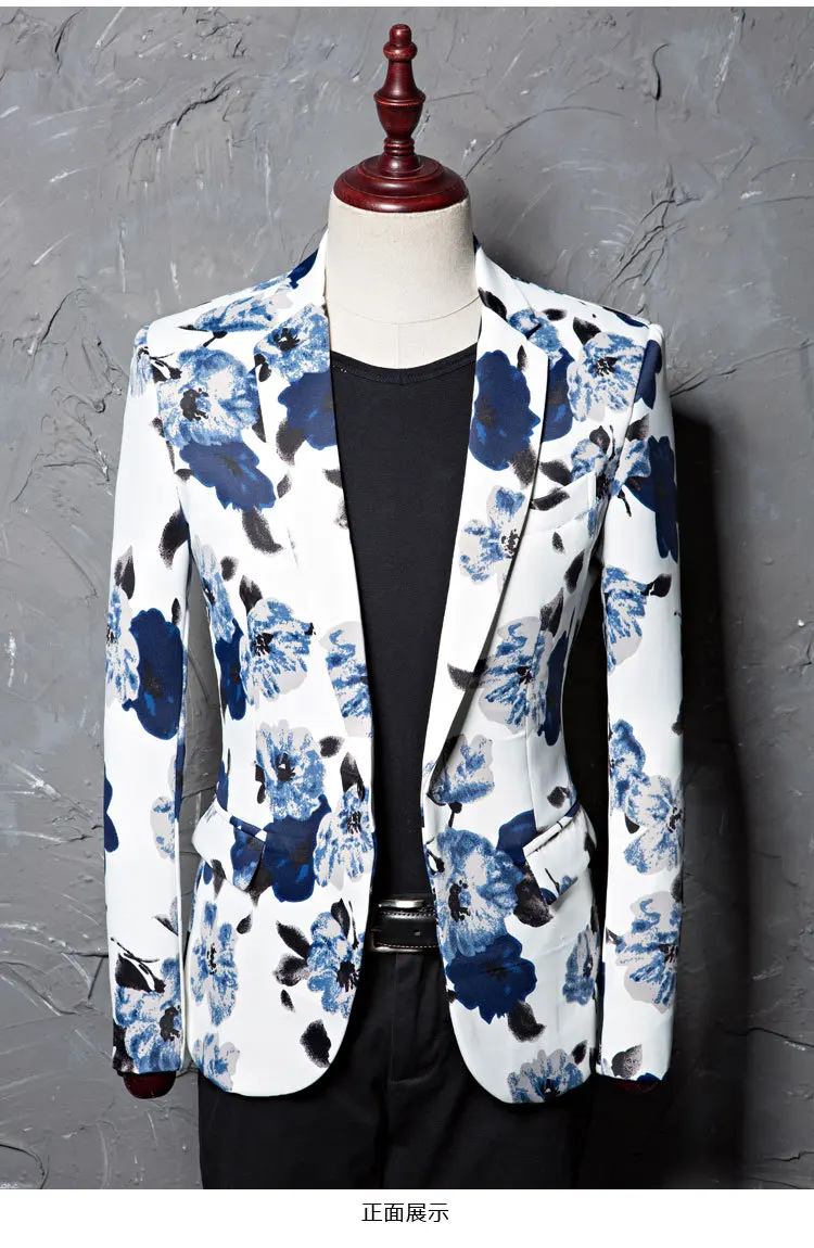 New Brand M-5XL Tide Men Fahion Floral Print Slim Fit Blazer Designs Stage Costumes Wear For Singers Bar DJ Male Suit Jacket
New Brand M-5XL Tide Men Fahion Floral Print Slim Fit Blazer Designs Stage Costumes Wear For Singers Bar DJ Male Suit Jacket