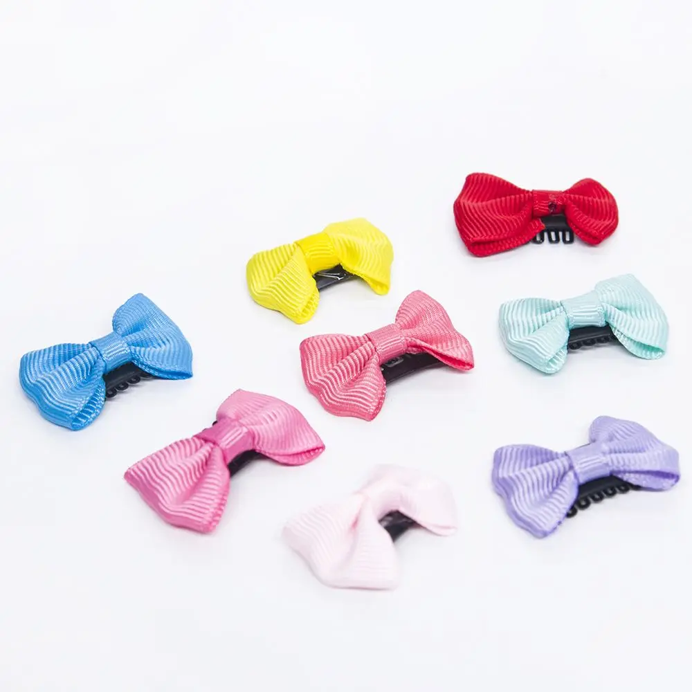 10pcs/lot Cute Sewing Ribbon Bow Clips Solid/Dot Baby Girls Small Floral Print Hair Hairpins Accessories kids Headwear
