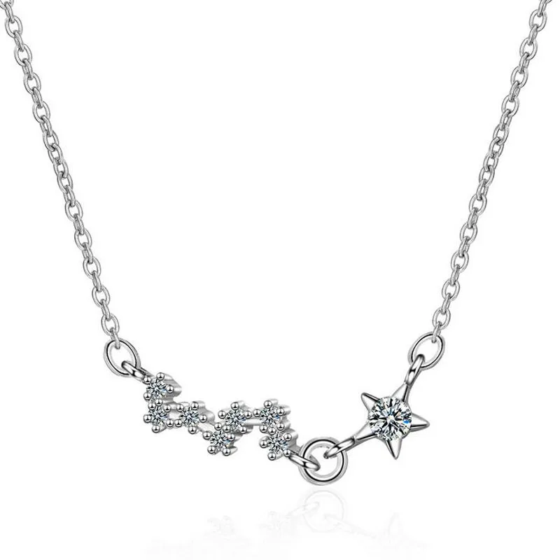 Fashion Women 925 Silver Clear CZ Star Starry SkY Pendant Necklace Girl Lady Simple Clavicle Necklace Sweet Gift Jewelry NZ372
Fashion Women 925 Silver Clear CZ Star Starry SkY Pendant Necklace Girl Lady Simple Clavicle Necklace Sweet Gift Jewelry NZ372