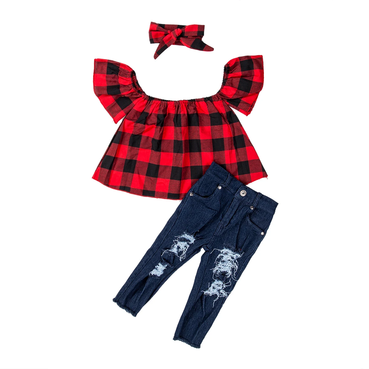 2-7T Baby Kids Girl Plaids Outfit Sets Babies Girls Cropped Shirt Tops+Long Pants Ripped Jeans Clothes Set
2-7T Baby Kids Girl Plaids Outfit Sets Babies Girls Cropped Shirt Tops+Long Pants Ripped Jeans Clothes Set