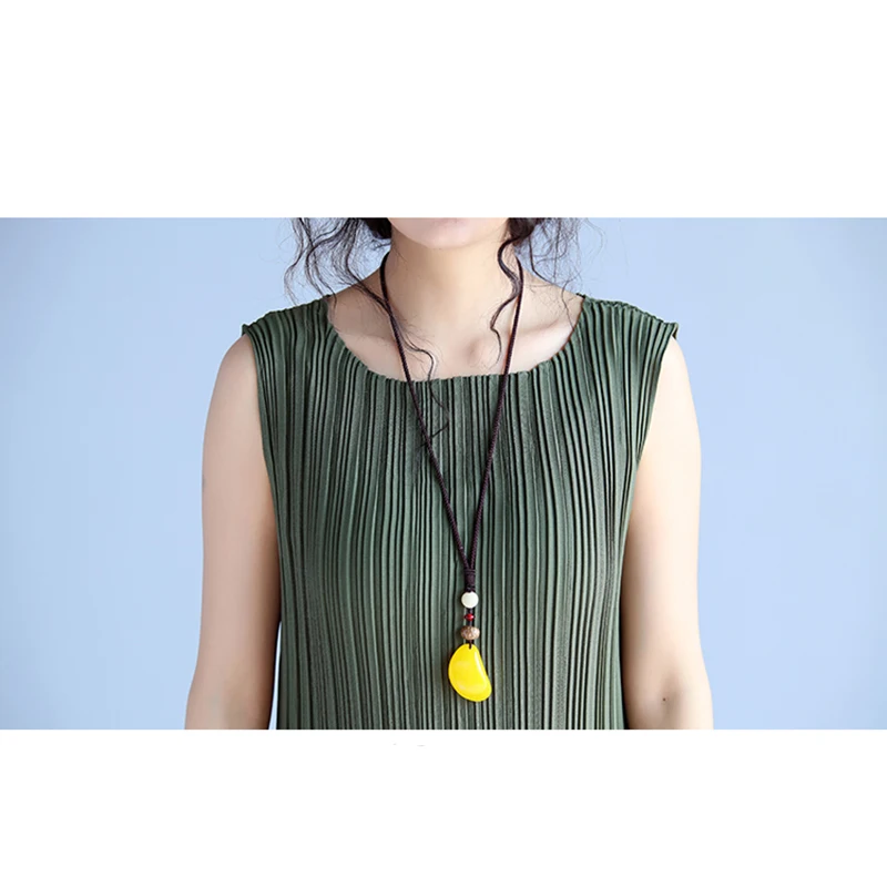 2018 Summer New Style Women Sleeveless Pleated Party Beach Baggy Solid Color Long Dress Female O-Neck Chiffon Dresses F54 | Женская