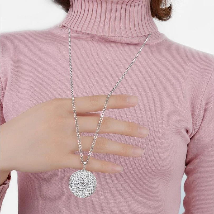 Sweater Necklaces For Women Large Silver Plated Rhinestone Crystal Shiny Ball Shape Necklaces Pendants Round Zircon Pendants
Sweater Necklaces For Women Large Silver Plated Rhinestone Crystal Shiny Ball Shape Necklaces Pendants Round Zircon Pendants
