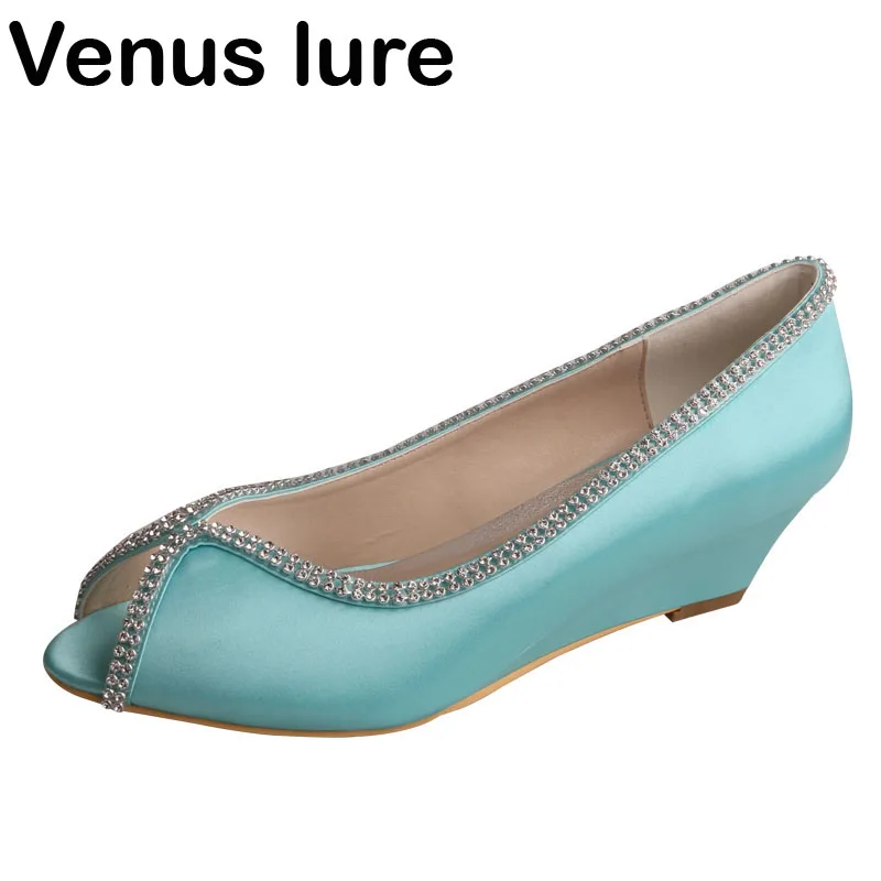 Elegant Wedge Shoes Small Heel Mint Green Wedding Bridesmaid Shoes Peep Toe with Crystal
Elegant Wedge Shoes Small Heel Mint Green Wedding Bridesmaid Shoes Peep Toe with Crystal