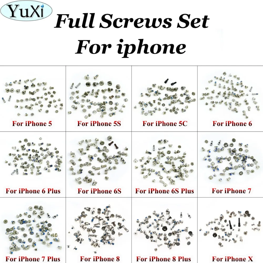 Полный комплект сменных винтов YuXi для iPhone 5 5S 5C 6g 6 Plus 6S 7 plus 8 8plus X Аксессуары