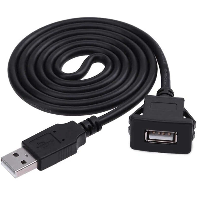 

VODOOL 1m/3.3ft USB2.0 A Male to USB2.0 A Female Car Flush Mount Extension Cable for Car Truck Boat Motorcycle Dashboard Panel