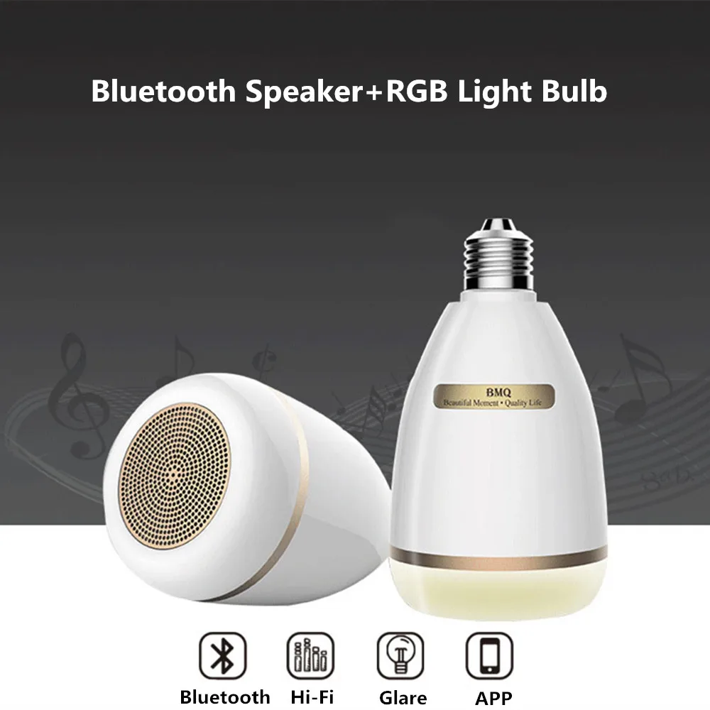 E27 RGB светодиодный светильник лампы Беспроводной Bluetooth Динамик Музыкальный плеер
