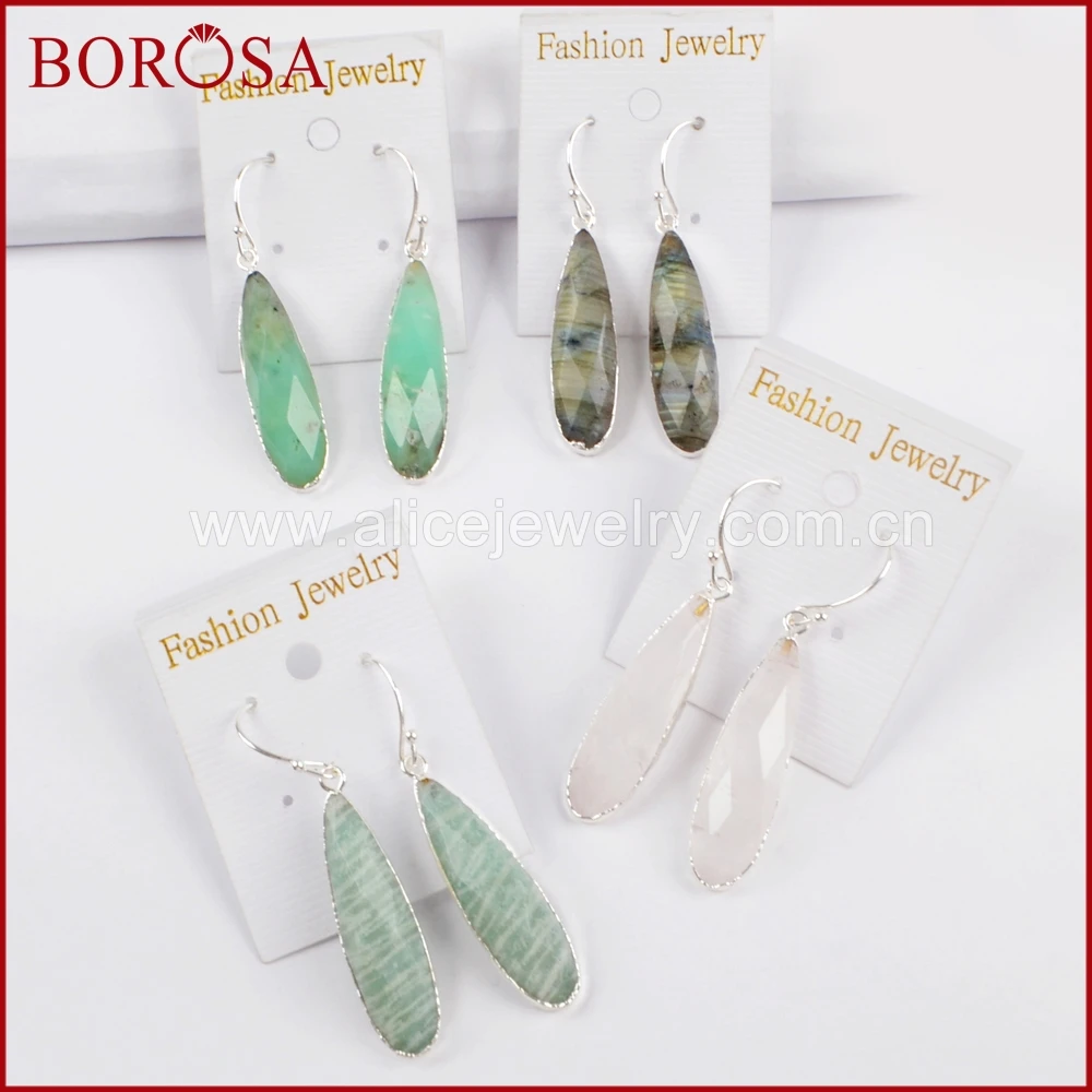 BOROSA 5Pairs Silver Color Teardrop White Quartz Crystal Labradorite Faceted Charms Dangle Earrings Druzy Women Jewelry S1524-E
BOROSA 5Pairs Silver Color Teardrop White Quartz Crystal Labradorite Faceted Charms Dangle Earrings Druzy Women Jewelry S1524-E