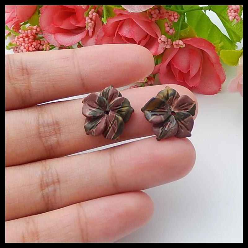 Sales 1Pairs Natural Stone Multi-Color Picasso Jasper Carved Flower Earring Bead 16x4mm 2.17g
Sales 1Pairs Natural Stone Multi-Color Picasso Jasper Carved Flower Earring Bead 16x4mm 2.17g