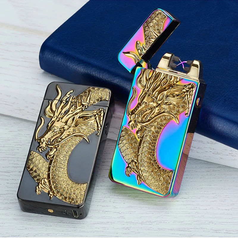 New Carving Electronic Lighters USB Rechargeable Cigarette Lighter Dragon Plasma Dual Arc Windproof Cigar Lighter Smoker Gift
New Carving Electronic Lighters USB Rechargeable Cigarette Lighter Dragon Plasma Dual Arc Windproof Cigar Lighter Smoker Gift