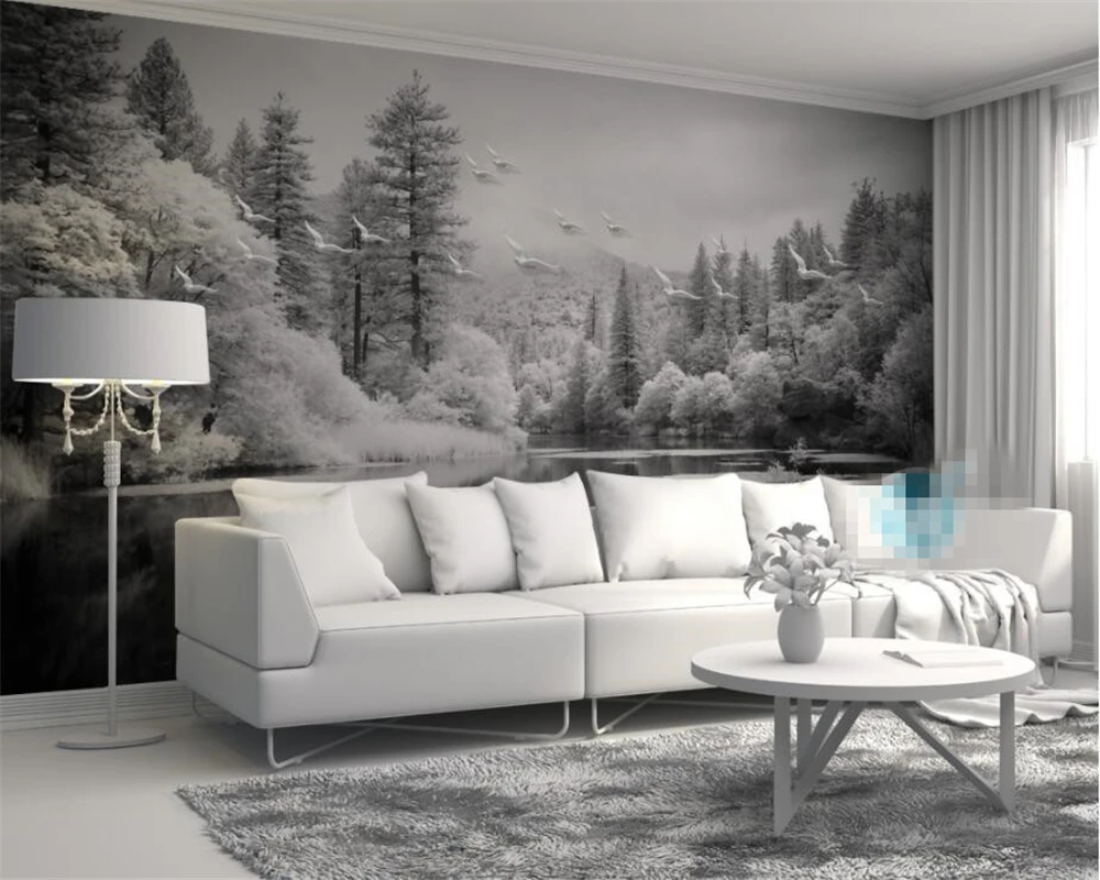 Custom Wallpaper Living Room Bedroom Fresco Nordic Black and White Forest Lakes TV Background wall Mural 3d wallpaper Beibehang
Custom Wallpaper Living Room Bedroom Fresco Nordic Black and White Forest Lakes TV Background wall Mural 3d wallpaper Beibehang