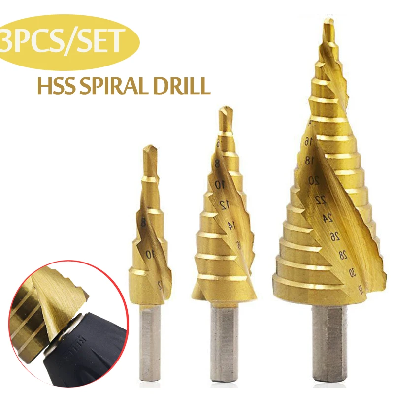 3PCS/SET 4-12/20/32mm HSS Spiral Grooved center drill bit solid carbide mini drill accessories Titanium Step Cone Drill Bit
3PCS/SET 4-12/20/32mm HSS Spiral Grooved center drill bit solid carbide mini drill accessories Titanium Step Cone Drill Bit