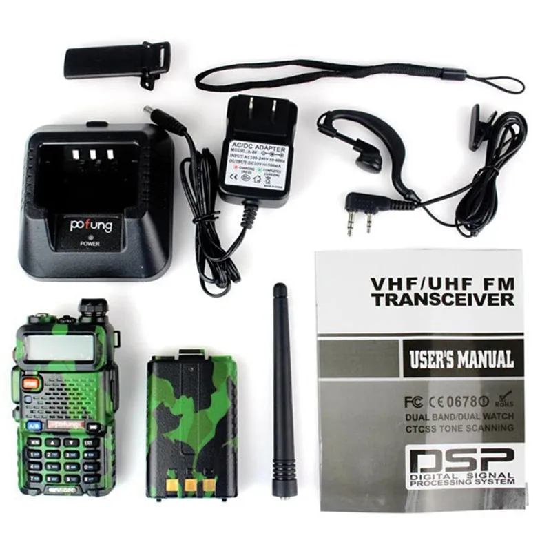 ArmyGreen New BaoFeng UV 5R Walkie Talkie Camouflage Pofung UV-5R Two Way Radio 5W 128CH UHF&VHF Handled Transceiver Intercom
ArmyGreen New BaoFeng UV 5R Walkie Talkie Camouflage Pofung UV-5R Two Way Radio 5W 128CH UHF&VHF Handled Transceiver Intercom
