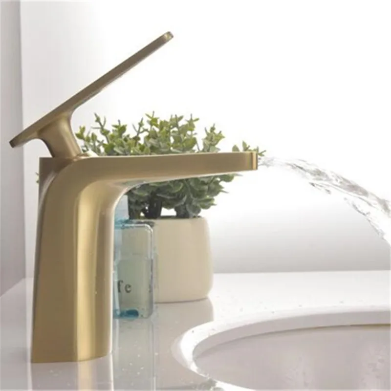 Bathroom Basin Faucet Hot & Cold Sink Mixer Tap Total Brass Brushed gold Waterfall Faucet Bathroom Crane Water Tap Torneira
Bathroom Basin Faucet Hot & Cold Sink Mixer Tap Total Brass Brushed gold Waterfall Faucet Bathroom Crane Water Tap Torneira