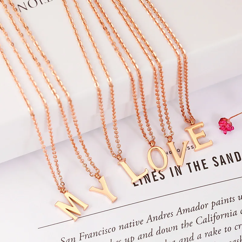 New Fashion Gold color Titanium Steel Women 26 Letter Pendant Necklace/ Friendship and Love Cheap Letter Necklace
New Fashion Gold color Titanium Steel Women 26 Letter Pendant Necklace/ Friendship and Love Cheap Letter Necklace