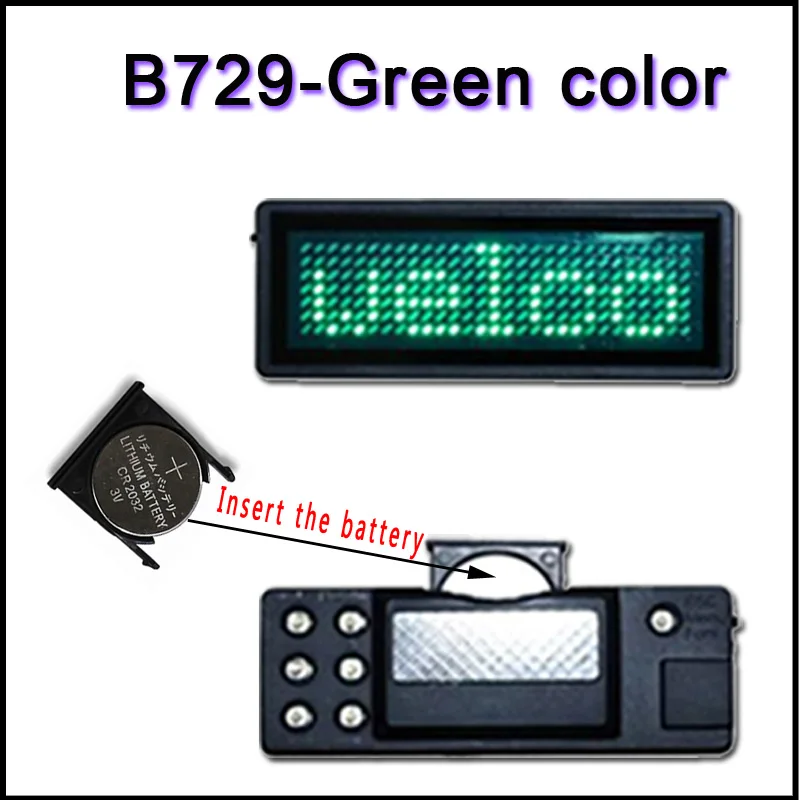 

B729-G green color LED name badg Name card Programmable Scrolling LED Name Message Advertising Tag Card Badge Sign panels