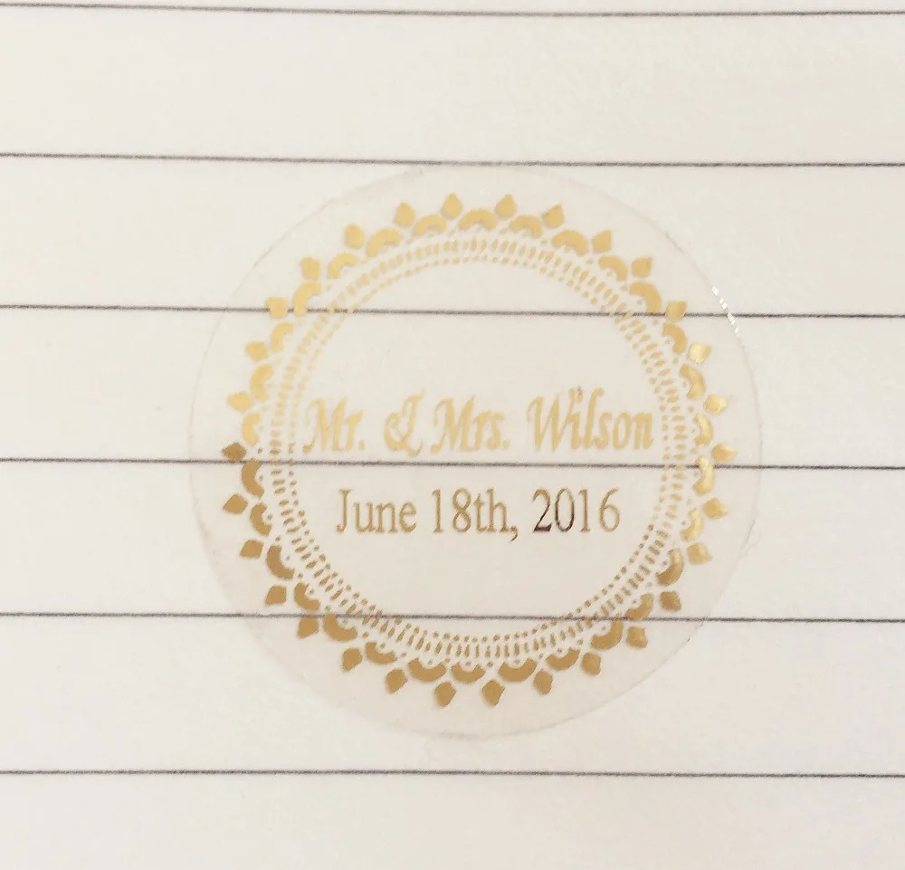 

90 pcs 3 cm wedding decoration favors stickers personalise custom waterproof invitation envelops gold transparent seals