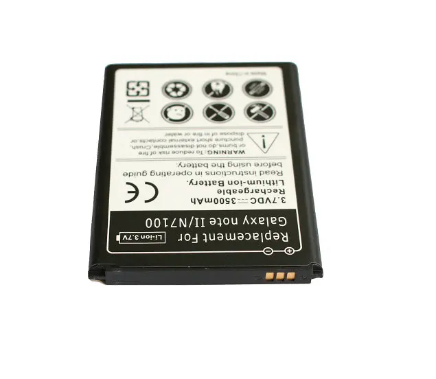 2 шт./лот 3500 мА/ч литий-ионный аккумулятор для Samsung Galaxy Note II N7105 N7100 I605 I607 R950 T-Mobile T889