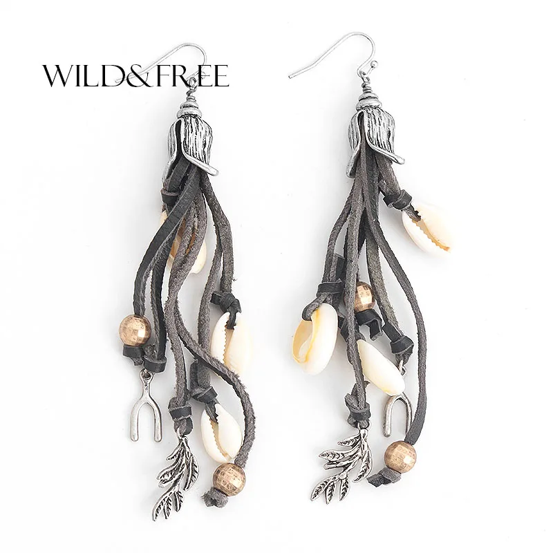 Wild&Free Handmade Bohemian Real Leather Tassel Earrings For Women Alloy Leaf Shell Pendant Dangle Earrings Ethnic Jewelry Gift
Wild&Free Handmade Bohemian Real Leather Tassel Earrings For Women Alloy Leaf Shell Pendant Dangle Earrings Ethnic Jewelry Gift
