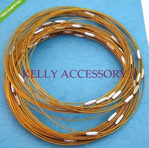 Free Shipping Wholesale Fashion 50pcs Deep Gold Memory Stainless Steel Wire Cord Screw Clasp Necklace Chokers DIY Jewelry
Free Shipping Wholesale Fashion 50pcs Deep Gold Memory Stainless Steel Wire Cord Screw Clasp Necklace Chokers DIY Jewelry