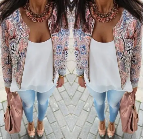 Fashion Women FloralPrint Long Sleeve Zipper Coats Autumn Spring Women Clothes 2019 Hotsale
Fashion Women FloralPrint Long Sleeve Zipper Coats Autumn Spring Women Clothes 2019 Hotsale